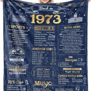 Happy 50th Birthday Gifts for Men Women Blanket 1973 50th Blanket 60L X 80W